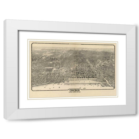 1910 Chicago Map White Modern Wood Framed Art Print with Double Matting by Harbick, N.