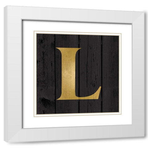 Gold Alphabet L White Modern Wood Framed Art Print with Double Matting by Harbick, N.
