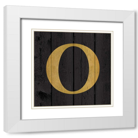 Gold Alphabet O White Modern Wood Framed Art Print with Double Matting by Harbick, N.