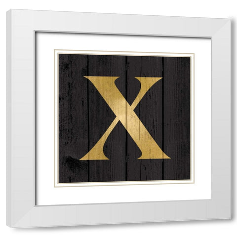 Gold Alphabet X White Modern Wood Framed Art Print with Double Matting by Harbick, N.