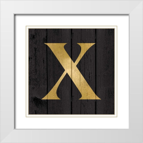 Gold Alphabet X White Modern Wood Framed Art Print with Double Matting by Harbick, N.