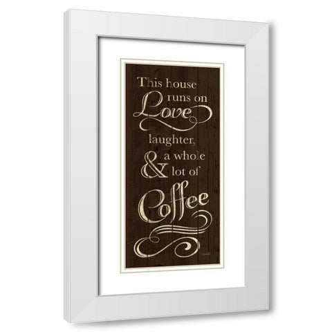 Runs on Coffee White Modern Wood Framed Art Print with Double Matting by Harbick, N.