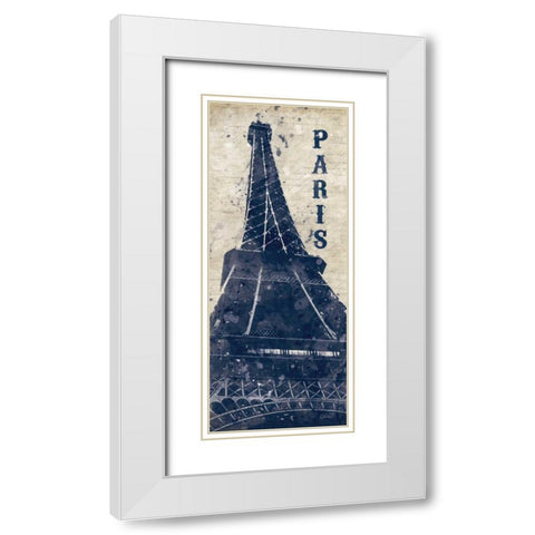 Eiffel Tower in Indigo White Modern Wood Framed Art Print with Double Matting by Harbick, N.