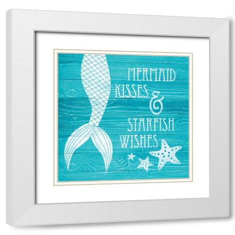 Mermaid Kisses White Modern Wood Framed Art Print with Double Matting by Harbick, N.