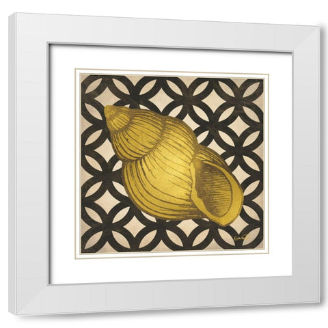 Gold Shells IV White Modern Wood Framed Art Print with Double Matting by Harbick, N.