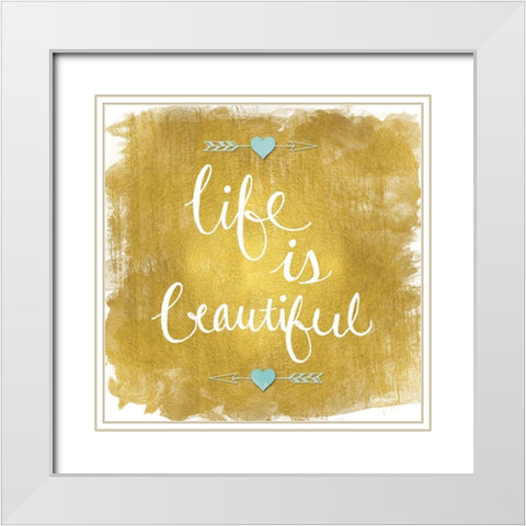 Life is Beautiful White Modern Wood Framed Art Print with Double Matting by Harbick, N.