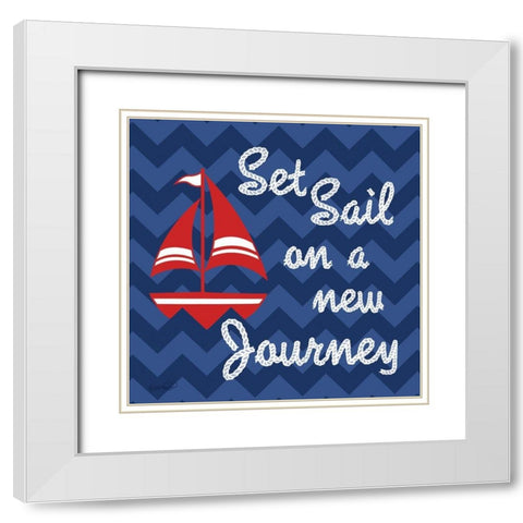 Set Sail White Modern Wood Framed Art Print with Double Matting by Harbick, N.