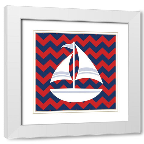 Sailboat II White Modern Wood Framed Art Print with Double Matting by Harbick, N.
