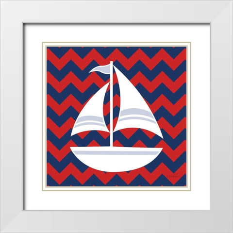 Sailboat II White Modern Wood Framed Art Print with Double Matting by Harbick, N.