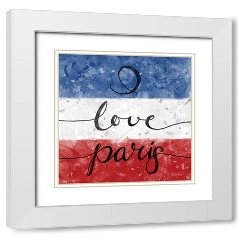 I Love Paris White Modern Wood Framed Art Print with Double Matting by Harbick, N.