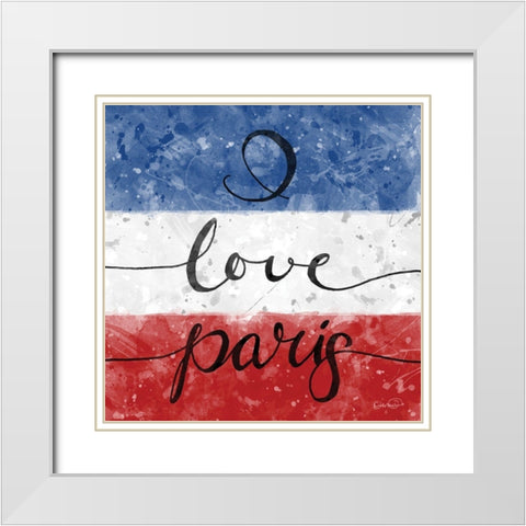I Love Paris White Modern Wood Framed Art Print with Double Matting by Harbick, N.