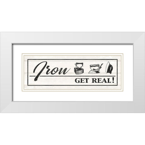 Farmhouse Laundry Iron White Modern Wood Framed Art Print with Double Matting by Harbick, N.