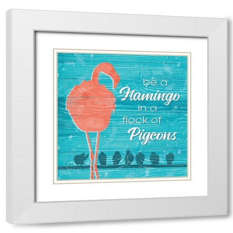 Be a Flamingo White Modern Wood Framed Art Print with Double Matting by Harbick, N.