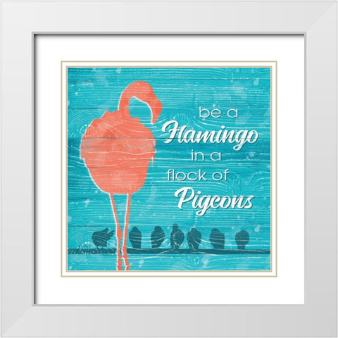 Be a Flamingo White Modern Wood Framed Art Print with Double Matting by Harbick, N.