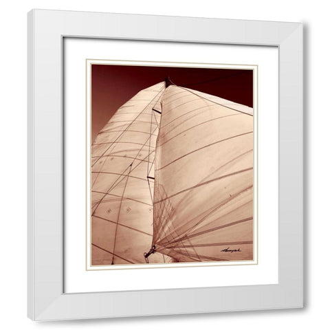 Windward Sail III White Modern Wood Framed Art Print with Double Matting by Hausenflock, Alan
