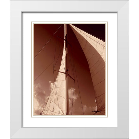 Windward Sail IV White Modern Wood Framed Art Print with Double Matting by Hausenflock, Alan