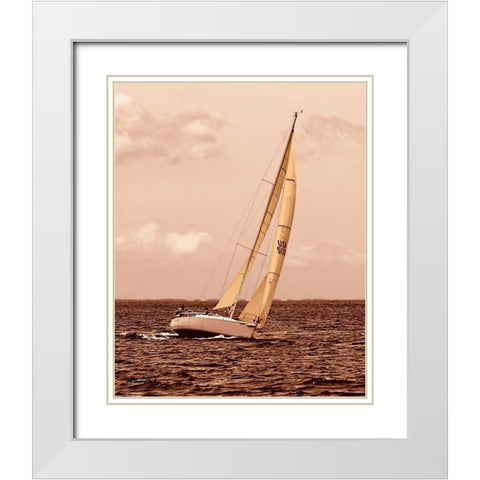 Weekend Sail I White Modern Wood Framed Art Print with Double Matting by Hausenflock, Alan