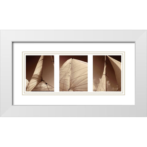Windward Sails Triptych White Modern Wood Framed Art Print with Double Matting by Hausenflock, Alan