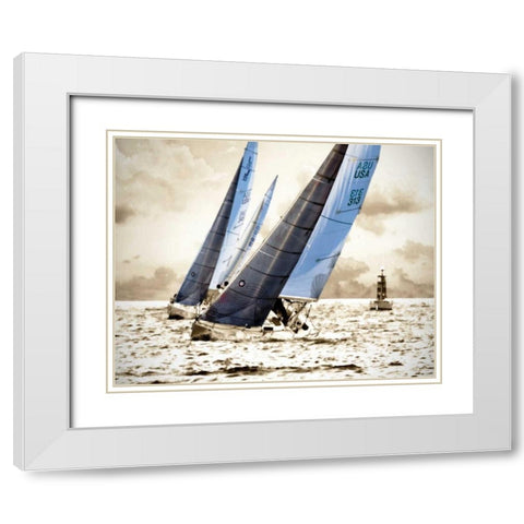 Racing Waters I White Modern Wood Framed Art Print with Double Matting by Hausenflock, Alan