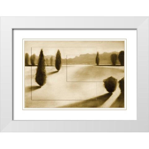 Cyprus Eclipse II White Modern Wood Framed Art Print with Double Matting by Collins, Brent