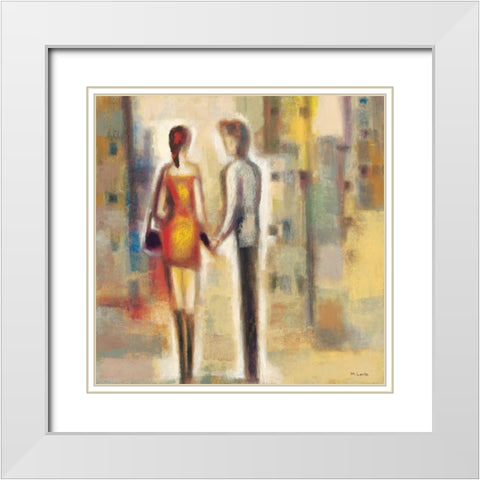 Metropolis II White Modern Wood Framed Art Print with Double Matting by Lentz, Michael