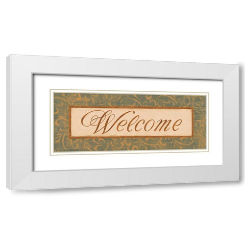 Moss Gold Scroll I White Modern Wood Framed Art Print with Double Matting by Jeffrey, Jillian