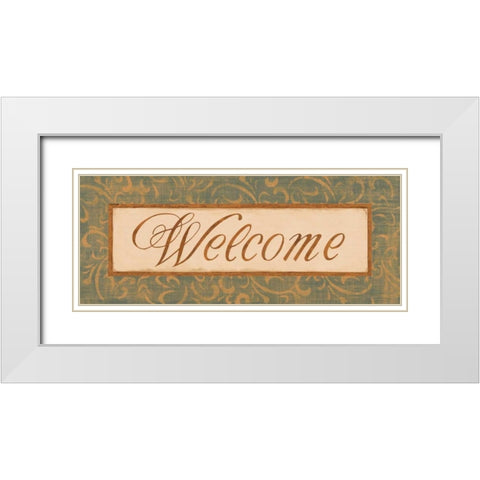 Moss Gold Scroll I White Modern Wood Framed Art Print with Double Matting by Jeffrey, Jillian