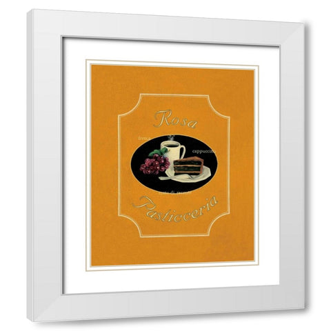 Rosa Pasticceria White Modern Wood Framed Art Print with Double Matting by Jones, Catherine