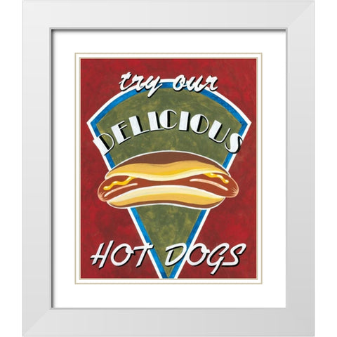 Hot Dogs White Modern Wood Framed Art Print with Double Matting by Jones, Catherine