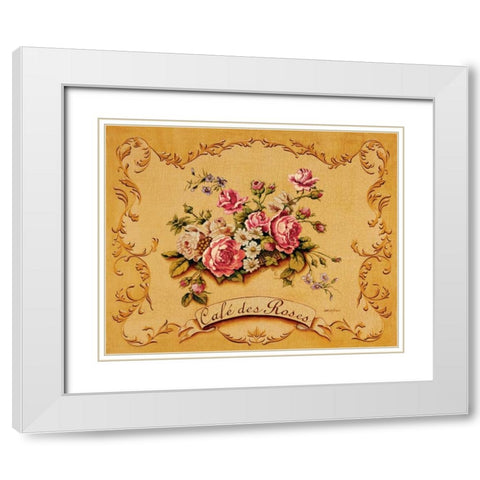 Cafe des Roses White Modern Wood Framed Art Print with Double Matting by Jones, Catherine
