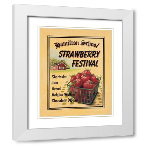 Strawberry Festival White Modern Wood Framed Art Print with Double Matting by Jones, Catherine
