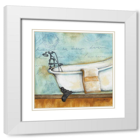 Relax Bath White Modern Wood Framed Art Print with Double Matting by Knold, Donald