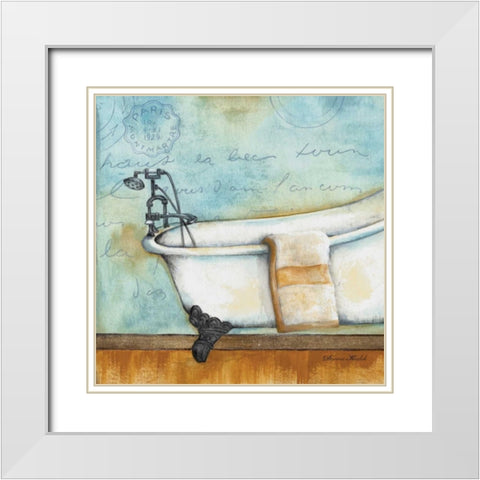 Relax Bath White Modern Wood Framed Art Print with Double Matting by Knold, Donald