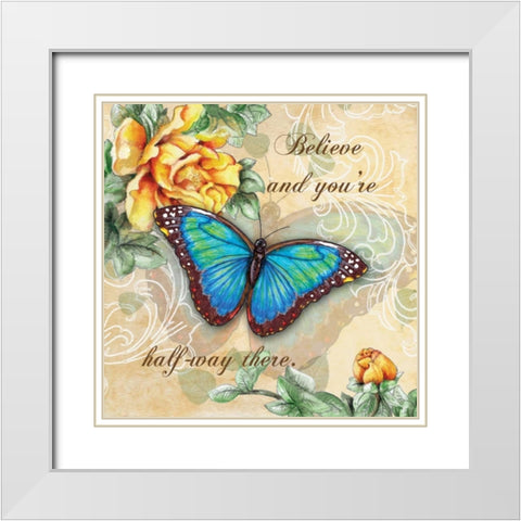 Inspire Butterfly II White Modern Wood Framed Art Print with Double Matting by Knold, Donna