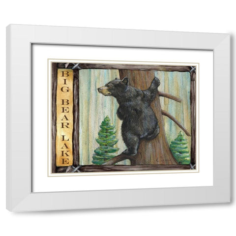 Lodge Bear White Modern Wood Framed Art Print with Double Matting by Knold, Donna