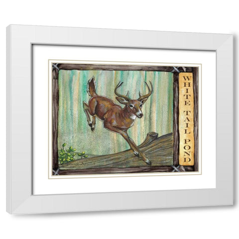 Lodge Deer White Modern Wood Framed Art Print with Double Matting by Knold, Donna