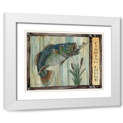 Lodge Fish White Modern Wood Framed Art Print with Double Matting by Knold, Donna