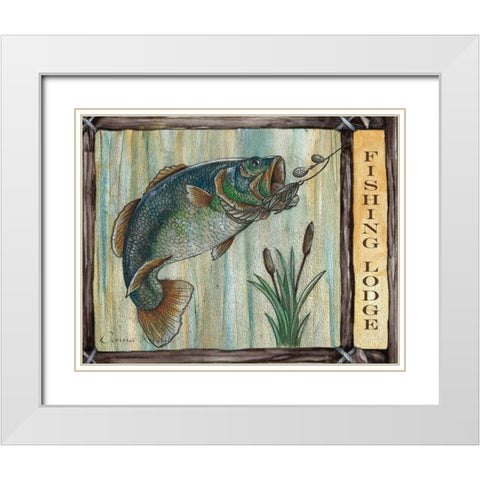 Lodge Fish White Modern Wood Framed Art Print with Double Matting by Knold, Donna