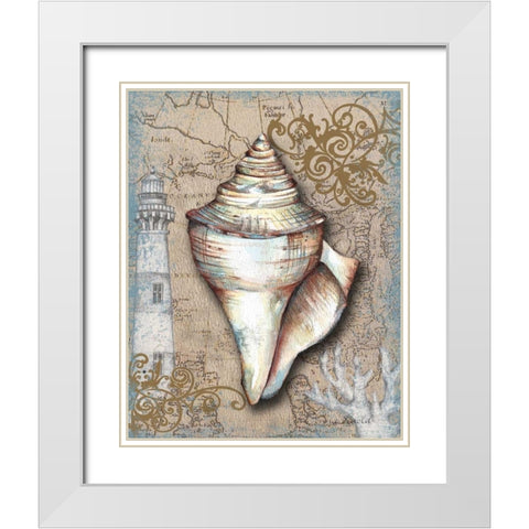 Nautical Treasures I White Modern Wood Framed Art Print with Double Matting by Knold, Donna