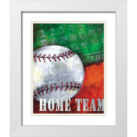 Baseball White Modern Wood Framed Art Print with Double Matting by Knold, Donna