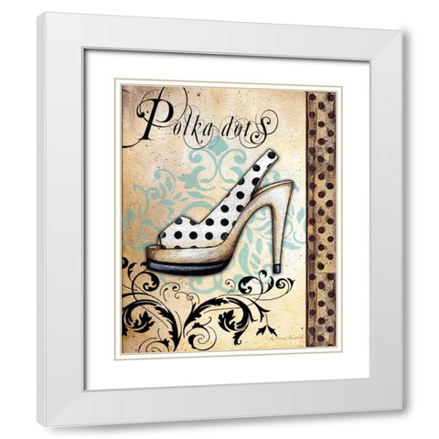 Polka Dots White Modern Wood Framed Art Print with Double Matting by Knold, Donna
