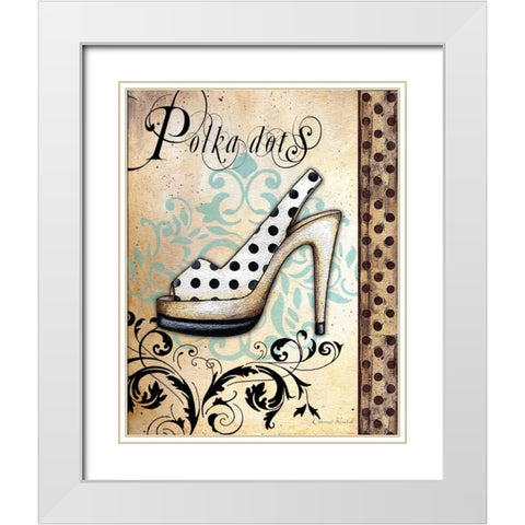 Polka Dots White Modern Wood Framed Art Print with Double Matting by Knold, Donna