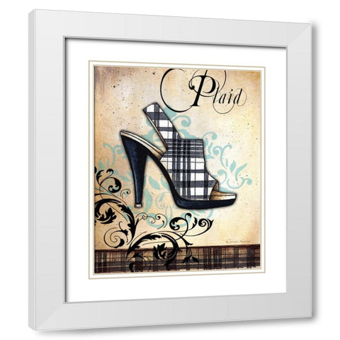 Plaid White Modern Wood Framed Art Print with Double Matting by Knold, Donna