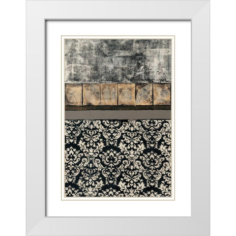 Natures Damask I White Modern Wood Framed Art Print with Double Matting by Kime, John