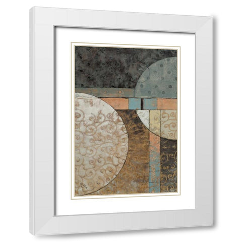 Geo Round Squared I White Modern Wood Framed Art Print with Double Matting by Kime, John