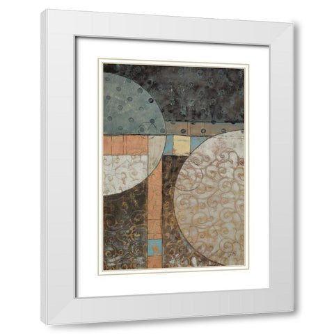 Geo Round Squared II White Modern Wood Framed Art Print with Double Matting by Kime, John