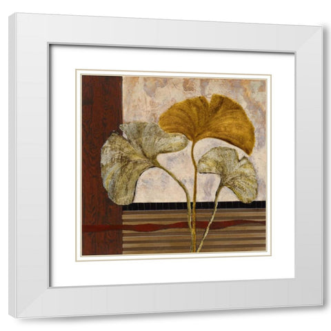 Urban Ginkgo I White Modern Wood Framed Art Print with Double Matting by Kime, John