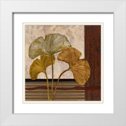 Urban Ginkgo II White Modern Wood Framed Art Print with Double Matting by Kime, John