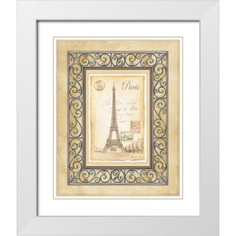 Paris Postcard White Modern Wood Framed Art Print with Double Matting by Laliberte, Andrea