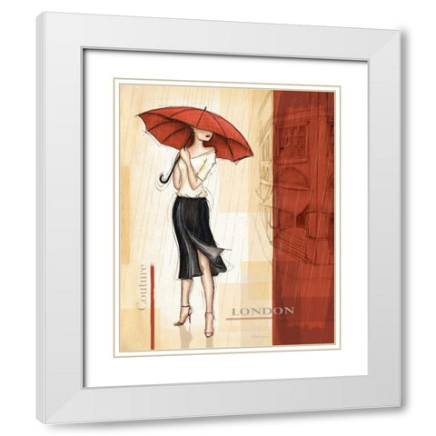 Rain London White Modern Wood Framed Art Print with Double Matting by Laliberte, Andrea